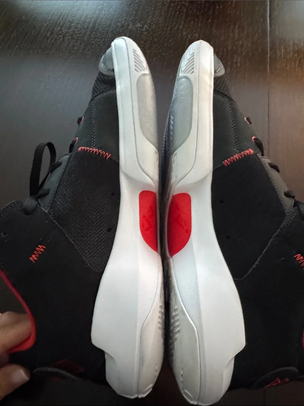 Jordan mens Black and Red High-Top Sneakers
